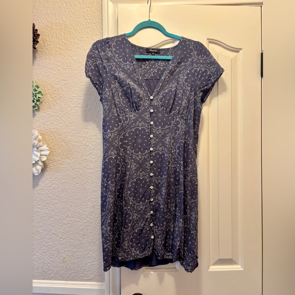 Madewell Shirred Button-Front Mini Dress